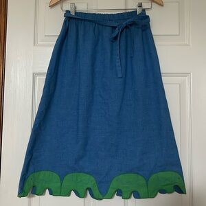 Vintage Blue and Green Elephant Skirt Small